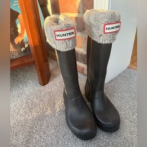 Hunter Black Boots with  Knit Cuffs